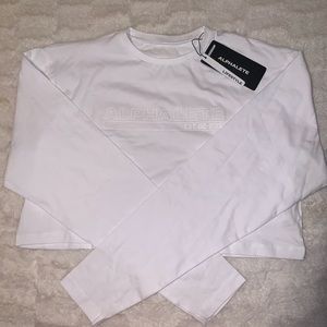 Alphalete Long Sleeve Cropped Tee White S